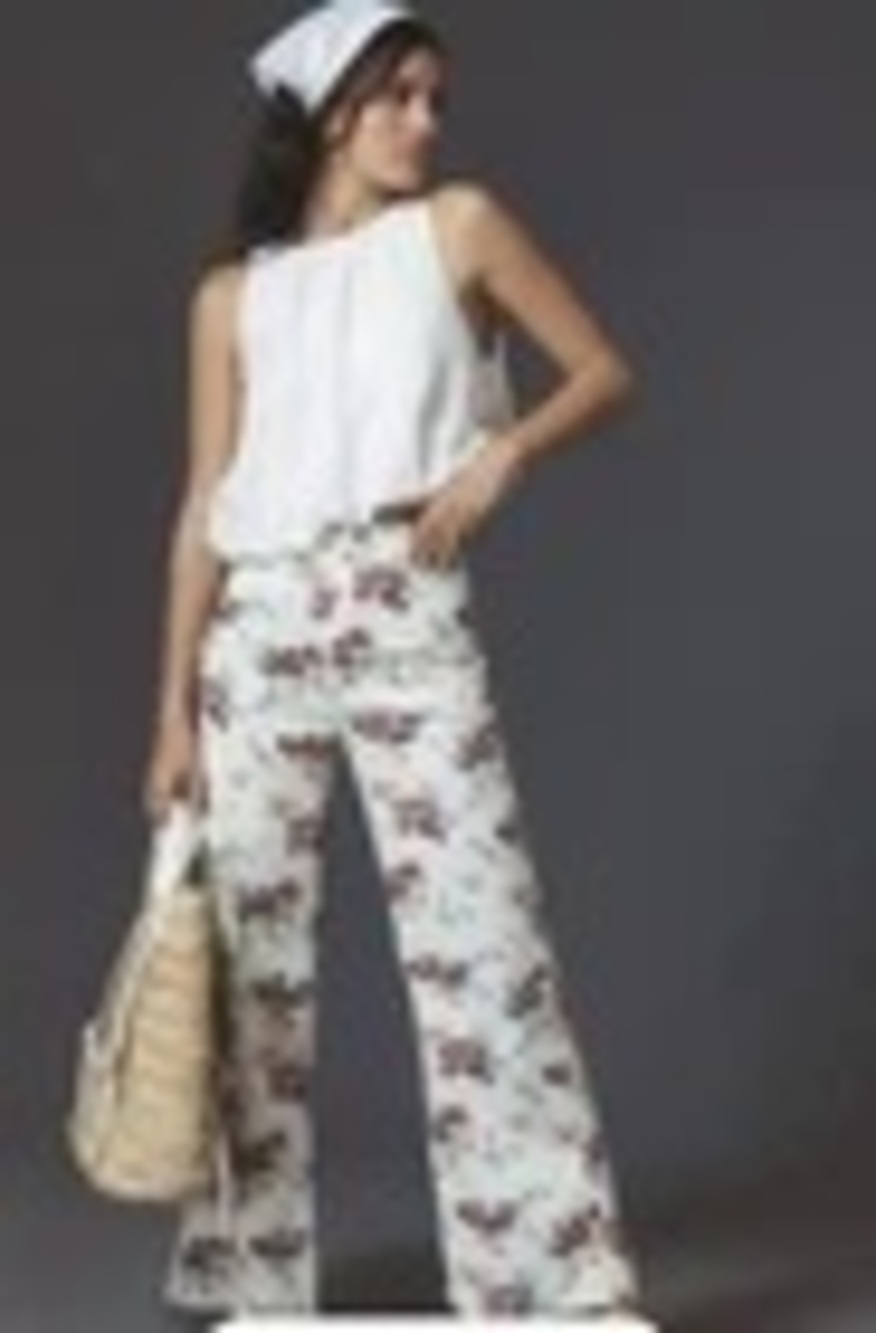 Free People x Rolla's NWT Sailor High Waisted Cropped Wide Leg Floral Jeans